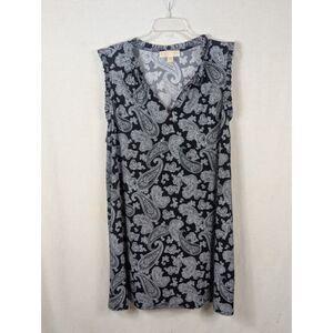Michael Kors Paisley Print Sleeveless Dress Navy Blue Women's Size 2X